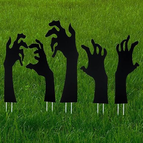 5 Pack Halloween Black Hands Yard Signs with Stakes Scary Silhouette Halloween Decorations Clowns Halloween Decorations, Halloween Yard Signs, Silhouette Halloween, Halloween Lawn, Mermaid Statues, Zombie Hand, Adornos Halloween, Halloween Zombie, Halloween Garden