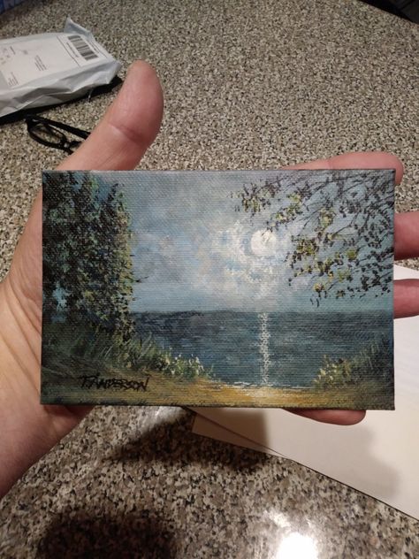 What To Paint Acrylic, 4x6 Acrylic Paintings, 4x6 Painting Ideas, Mini Oil Painting Ideas, Quick Painting Ideas, Moon Painting Acrylic, Painting With Acrylics, Pastel Sec, Moon Painting