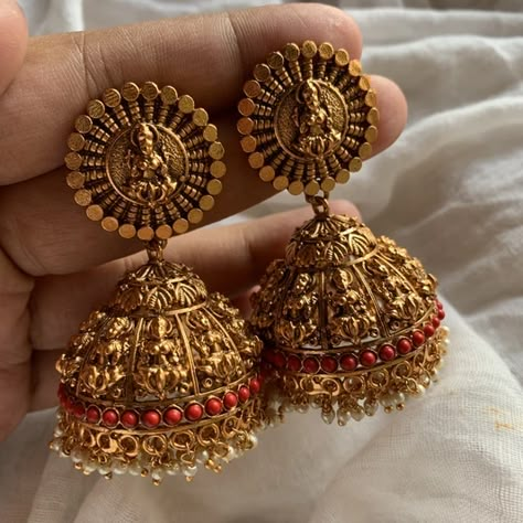 JEWELLERY – Happy Pique Antique Earrings Gold, Jumkas Gold, Temple Jewellery Jhumkas, Temple Jewellery Earrings, Wedding Jewelry Sets Bridal Jewellery, Gold Jhumka Earrings, Antique Gold Earrings, Antique Necklaces Design, Gold Temple Jewellery