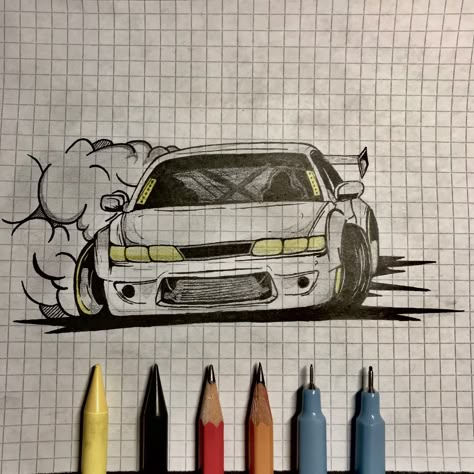 Car Drifting Drawing, Aesthetic Car Drawing, Jdm Drawing, Car Drawing Sketches, Simple Car Drawing, Car Drawing Pencil, Car Drawing Easy, Rolls Royce Car, Royce Car