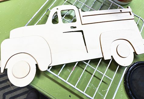 Makeover for the Dollar Tree farmhouse truck Dollar Tree Wood Truck Diy, Dollar Tree Red Truck Diy, Wooden Truck Painting Ideas, Dollar Tree Truck Diy, Dollar Tree Truck Crafts, Dollar Tree Truck, Dollar Tree Truck Sign Diy, Dollar Tree Sign Makeover, Truck Crafts