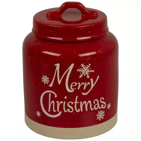 Rustic Merry Christmas Cookie Jar | Hobby Lobby | 6136436 Candy Jars Christmas, Christmas Cookie Jar, Christmas Cookie Jars, Red Ceramic, Christmas Decorations Living Room, Ceramic Color, Santa Cookies, Christmas Jars, Classic Cookies