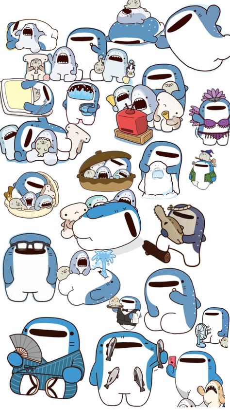 Big Shark, Cute Shark, One Peice Anime, Phone Wallpaper Patterns, Baby Shark, Cute Stickers, Cute Wallpapers, Phone Wallpaper, Pattern