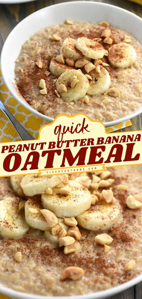 Quick Peanut Butter Banana Oatmeal Oatmeal With Banana, Peanut Butter Banana Oats, Peanut Butter Banana Oatmeal, Peanut Butter Breakfast, Peanut Butter Oats, Homemade Oatmeal, Cinnamon Honey, Instant Oatmeal, Peanut Butter Oatmeal