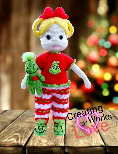 Grinch life doll #crochetdoll Cindy Lou Who Crochet Pattern Free, Crochet Grinch, Grinch Cindy Lou, Grinch Baby, Baby Grinch, Cindy Lou Who, Cindy Lou, Love Crochet, My Passion