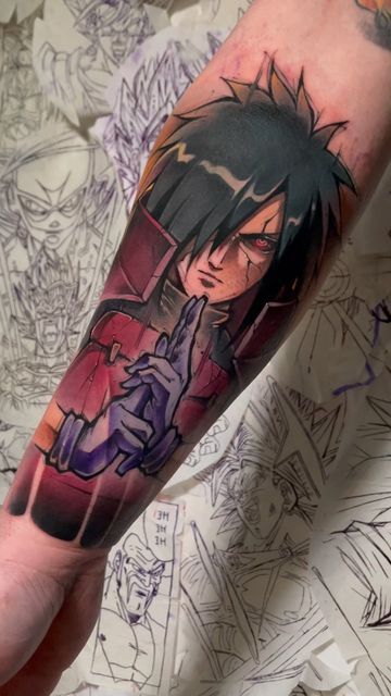 Itachi Artwork, Madara Uchiha Tattoo Ideas, Madara Tattoo Design, Madara Uchiha Tattoo Design, Madara Tattoo Ideas, Madara Uchiha Tattoo, Minato Tattoo, Headdress Tattoo, Dragon Ball Tattoo