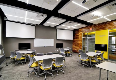 Image of University of Texas, Active Learning Classrooms, Tables with Projectors Classroom University Design, Higher Education Classroom Design, Active Learning Classroom Design, University Classroom Interior Design, University Classroom Interior, University Classroom Design, School Main Office, Collaborative Classroom Design, Interior Design Classroom