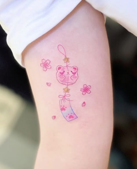 Wind Chime Tattoo, Coquette Tattoo, Memories Ideas, 10 Tattoo, Rainbow Tattoos, Pink Tattoo, Sleeves For Women, Anklet Tattoos, Fashion Technology