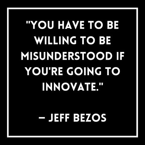 "You have to be willing to be misunderstood if you're going to innovate." — Jeff Bezos Jeff Bezos Quotes, Being Misunderstood, Entrepreneurship Motivation, Jeff Bezos, Business Quotes, Worth It, T Shirts, Quotes, Quick Saves