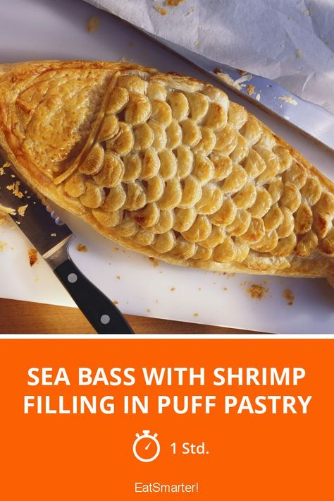 Puff Pastry Fish, Seafood Pastry Puff, Salmon In Pastry Recipe, Fish Puff Pastry, Red Bean Fish Pastry, Salmon Puff Pastry, Red Snapper, Puff Pastry Dough, Sea Bass