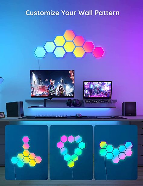 Hexagon Game, Led Wall Decor, Trendy Interior Design, Light Panels, Computer Room, Hexagon Design, Gaming Room Setup, Led Panel Light, Gamer Room