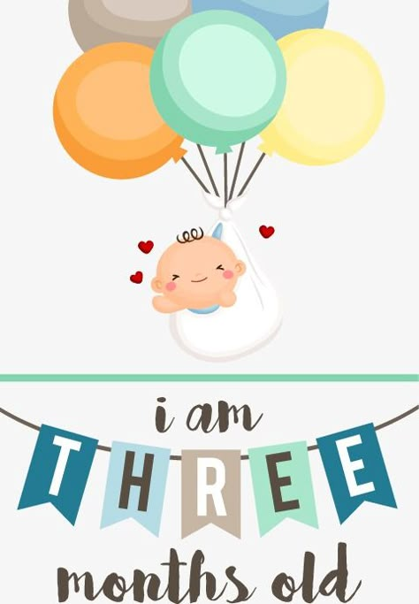 3 Months Birthday, Baby Record Book, Happy Birthday Kids, Baby Scrapbook Album, Baby Month Stickers, Birthday Cartoon, Monthly Baby Pictures, Milestone Stickers, Baby Balloon