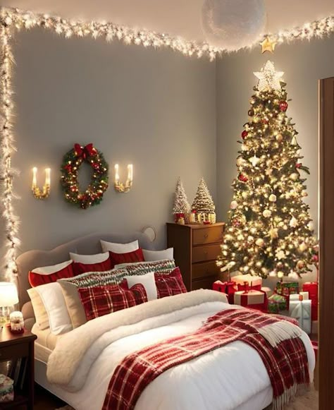 Christmas Room Inspiration, Christmas Room Ideas, Christmas Bedrooms, Holiday Bedroom Decor, Christmas Bedroom Ideas, Christmas Decor Idea, Christmas Bedroom Decor, Casa Clean, Christmas Color Palette