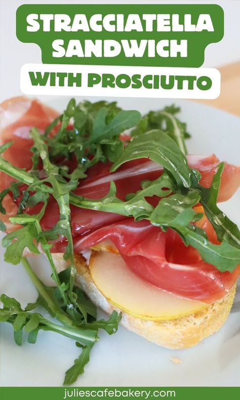 Stracciatella Sandwich with Prosciutto recipe Procuttio Sandwich Recipes, Sundried Tomato Spread, Stracciatella Recipe, Stracciatella Cheese, Semolina Bread, Tomato Spread, Prosciutto Sandwich, Prosciutto Recipe, Prosciutto Recipes