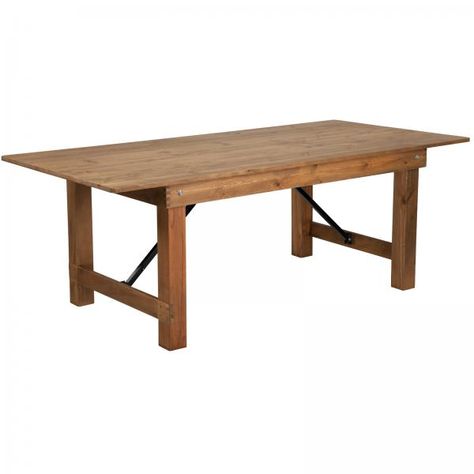 7' x 40" Rectangular Antique Rustic Solid Pine Folding Farm Table : Restaurant Equipment Solutions Wood Outdoor Table, Large Rustic Dining Table, Rectangle Dining Room Table, Rustic Farm Table, Indoor Party, Folding Dining Table, Farmhouse Dining Table, Dining Table Legs, Farm Table