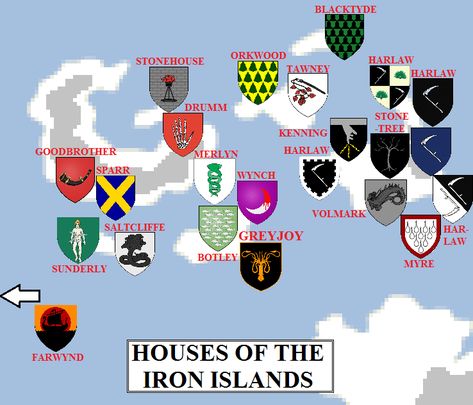 Iron Islands The Iron Islands, Lannister Art, Iron Islands, House Greyjoy, Bran Stark, The Iron Throne, Heraldry Design, Seven Kingdoms, Dragon Names