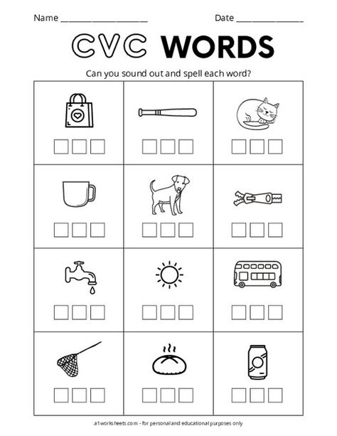 CVC Words Writing Worksheets for Kindergarten Cvc Writing Worksheet, Writing Cvc Words Worksheets, Kindergarten Classroom Themes, Rhyming Worksheet, Writing Cvc Words, Cvc Worksheets, Cvc Words Worksheets, Structured Literacy, Montessori Language