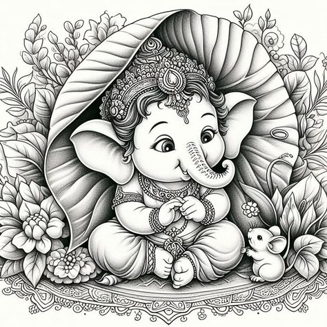 Jai Shree Ganesh, Art Of God, God Drawing, God Painting, Ganesha Drawing, Ganesh Art Paintings, Shri Ganesh Images, Naruto Sketch Drawing, Pencil Sketch Images