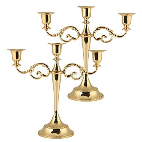 3 Arms Candle Holder, 2 Pcs Metal Gold Silver 3 Branches Candle Stick Stand European Style Candelabra for Dinner Wedding Home Decor (Gold) Modern Farmhouse Fall Decor, Fall Tray Decor, Fall Tray, Candelabra Wedding, Candle Sticks Wedding, Long Candles, Metal Candelabra, Tall Candle Holders, Gold Candle Sticks