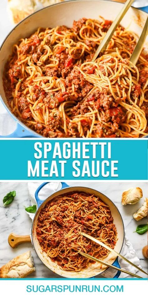 Best Spaghetti Meat Sauce Recipe, Spagetti And Meat Sauce, Meat Spaghetti Sauce, Meat Sauce Spaghetti, Spaghetti And Meat Sauce, Spaghetti With Meat Sauce, Spaghetti With Meat, Meat Sauce Recipe, Veggie Dinners