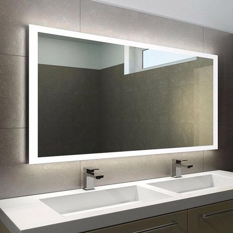 Orren Ellis Pettie Frameless Lighted Bathroom Mirror | Wayfair Makeover Kamar Mandi, Sink Mirror, Illuminated Mirrors, Bad Inspiration, Led Mirror Bathroom, Decor Pillows, Trendy Bathroom, Bathroom Remodel Master, Bath Remodel