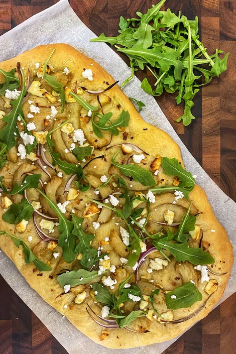 Focaccia with Garlicky Artichokes and Goat Cheese Artichoke Focaccia, Cheese Focaccia, Baked Goat Cheese, Chili Flakes, Instant Yeast, Bread Flour, First Bite, How To Squeeze Lemons, Baking Sheets