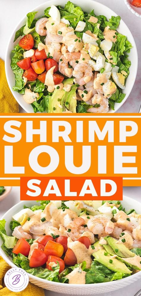 Crab And Shrimp Louie Salad, Shrimp And Crab Louie Salad, Bay Shrimp Salad Recipes, Dinner Salad With Shrimp, Shrimp Salad Recipes Using Cooked Shrimp, Shrimp Dinner Salad, Shrimp Garden Salad, Shrimp Salad Recipes Healthy Lettuce, Fried Shrimp Salad Recipes