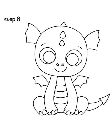 How To Draw A Dragon, Dragon Drawing Easy, How To Draw Dragons, Baby Dragons Drawing, Christmas Tree Paper Craft, Step By Step Sketches, Easy Dragon Drawings, Drawing Dragon, Cute Dragon Drawing