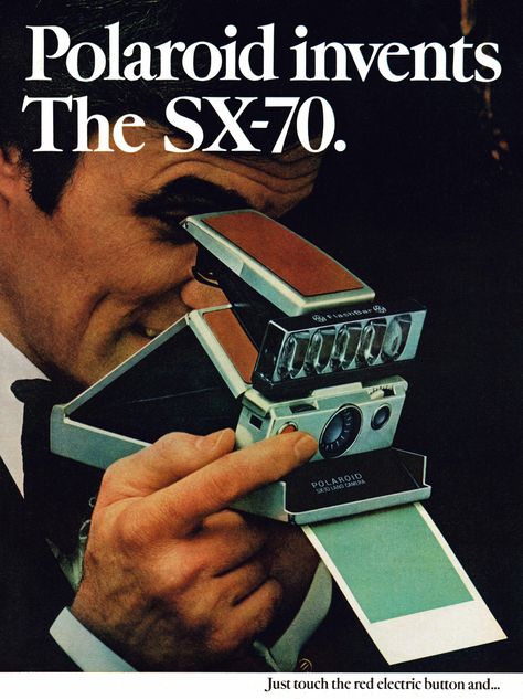 1974 Polaroid SX-70 Camera Fotocamere Vintage, Photo Polaroid, Old Cameras, Polaroid Camera, Old Advertisements, Retro Advertising, Retro Ads, Vintage Tin Signs, Vintage Memory