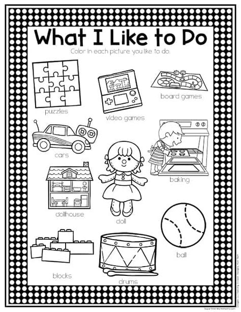 All About Me Preschool Worksheets - Superstar Worksheets Preschool Memory Book, Homework Sheet, Preschool Journals, All About Me Worksheet, Self Esteem Activities, Likes And Dislikes, All About Me Preschool, English Activities For Kids, English Activities