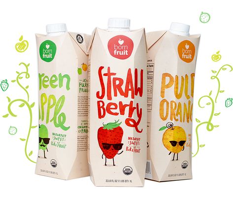 Born Fruit Packaging on Behance Fruit Juice Design, Juice Design, Fruit Juice Packaging, Kids Packaging, Kids Juice, Tetra Pak, Fruit Packaging, Drinks Packaging Design, Juice Packaging