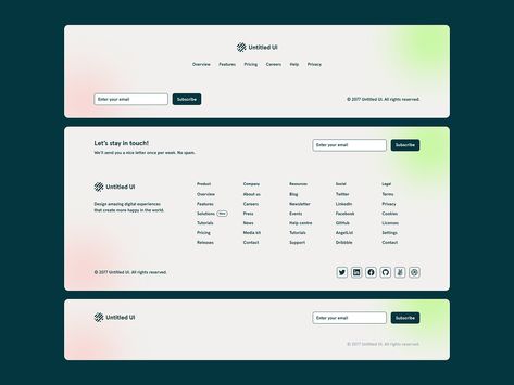 Footers — Untitled UI by Jordan Hughes® on Dribbble Beautiful Web Design, Career Help, Footer Design, Ui Design Website, Cookie Tutorials, App Design Inspiration, Dashboard Design, Ui Design Inspiration, Ui Elements