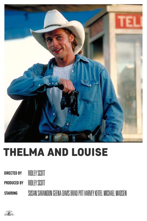 Brad Pitt Movies Posters, Thelma And Louise Brad Pitt, Brad Pitt Thelma And Louise, Thelma And Louise Movie, Brad Pitt Movies, Thelma And Louise, 80s Classics, Tony Scott, Geena Davis