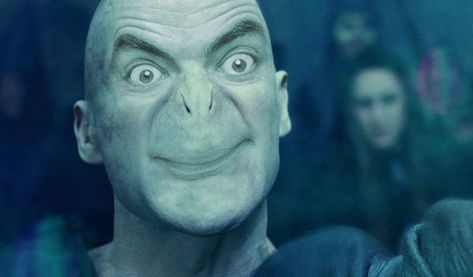 Mr. Bean As Lord Voldemort Godric Hollow, Harry Potter Prequel, Johnny English, Michael Gambon, Rowan Atkinson, Ralph Fiennes, Lord Voldemort, Mr Bean, Harry Potter Cast