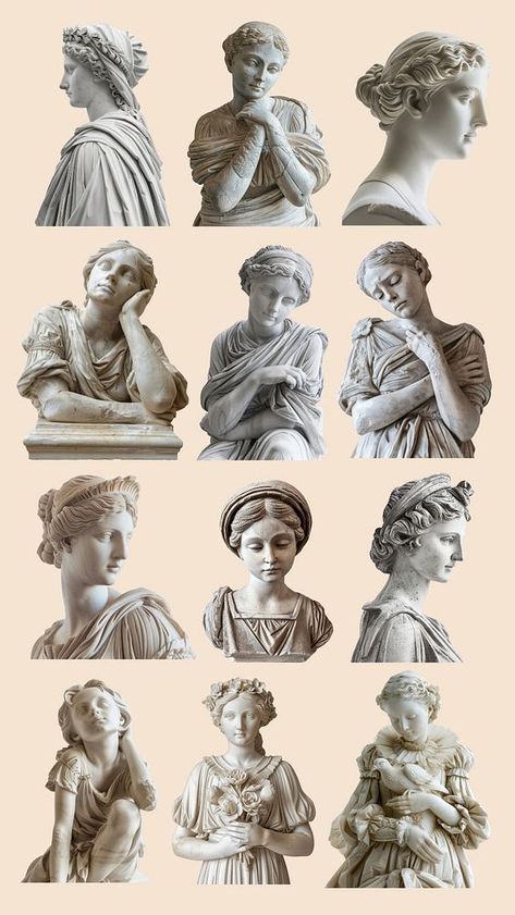 Greek Statues Wallpaper, Statue Iphone Wallpaper, Statues Wallpaper, Sculpture Greek, Statue Design, Collage Creator, Woman Statue, Greek Statues, Greek Sculpture