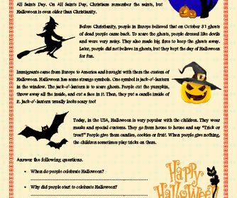 This worksheet includes a reading task for Halloween. It is about the history of Halloween and what children usually do on this special day. It is designed for elementary and pre-intermediat What Is Halloween About, Free Halloween Worksheets, The History Of Halloween, History Of Halloween, Halloween History, Halloween Reading, What Is Halloween, Halloween Worksheets, Free Worksheets