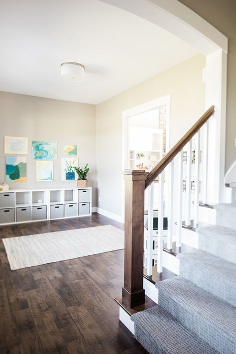 Playroom Off Entryway, Metal Wall Basket, Entry Nook, Flex Space, Huge Houses, Farmhouse Entryway, Parade Of Homes, Toy Rooms, Kid Table