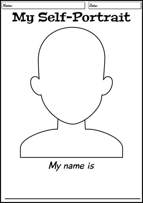 Self Portrait Face Template Self Portrait For Kindergarten, Self Portrait First Grade, Paper Plate Self Portrait Preschool, Self Portrait For Preschool, Self Portrait Kindergarten, Self Portrait Worksheet, Self Portrait Craft, Self Portrait Template, Student Self Portraits