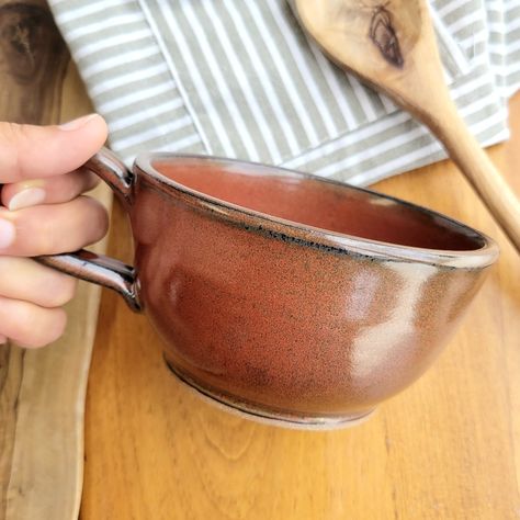 🍲 Warm up your soul with our handmade pottery soup bowls! Each bowl features a beautiful handle and comes in earthy color options perfect for cozy nights in. #HandcraftedElegance #SoupSeason #HomeCooking 🏡 Grab yours today and add a touch of rustic charm to your kitchen! Clay Soup Mugs, Ceramic Soup Mug, Soup Bowls Ceramic Handmade Pottery, Clay Soup Bowls, Ceramic Soup Bowls With Handles, Bowls With Handles, Handmade Bowls, Cozy Soup, Can Of Soup