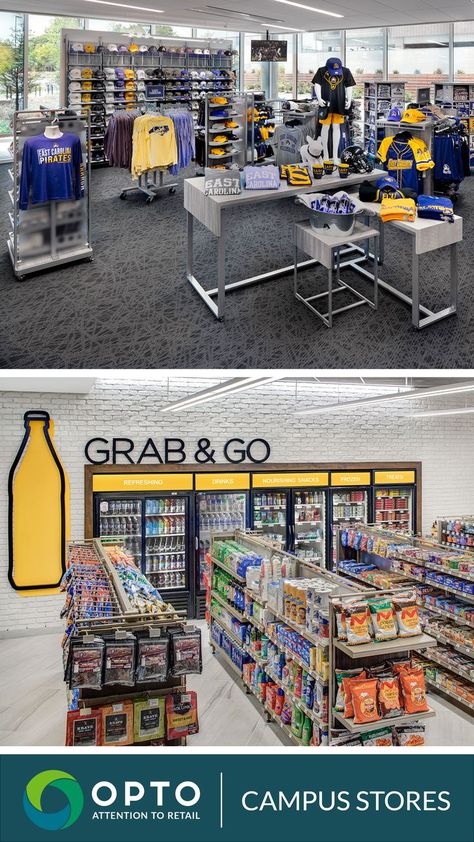 Are your campus stores ready for the new school year? As students and faculty return, your stores need to be organized, well-merchandised and stocked to capacity.

With OPTO fixtures and interchangeable accessories, you can maximize your retail spaces and reconfigure quickly. Our in-house team of designers and engineers will work with you to make certain your store reflects your school’s spirit and has the flexibility to adapt to your merchandising plan as it changes throughout the year. Trinity University, School Spirit Store, Back To School Displays, Bookstore Ideas, Retail Fixtures, School Store, School S, School Displays, Shop Fittings