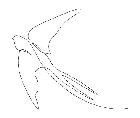 Single Line Animal Drawing, One Line Swallow Tattoo, Single Line Bird Drawing, Continuous Line Art Drawings, One Line Drawing Bird, Continuous Line Drawings, Line Bird Drawing, Swallow Outline, Bird One Line