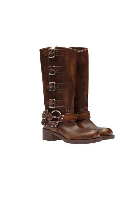 miu miu brown leather riding boots with silver hardware. 👢 #miumiu #designer #ridingboots #equestrian #preppy #prep #oldmoney #aesthetic #leatherboots #vintage Brown Leather Riding Boots, Leather Riding Boots, Gorgeous Shoes, Virtual Closet, Old Money, Brown Boots, Silver Hardware, Miu Miu, Riding Boots