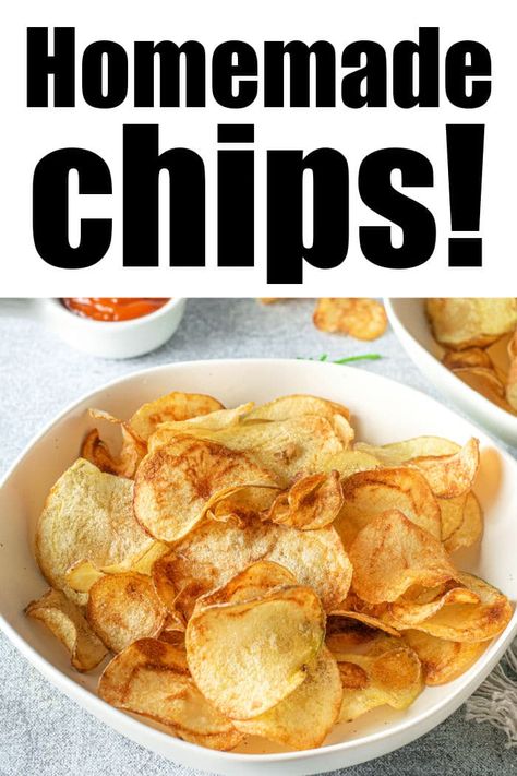 Homemade Russet Potato Chips - Ninja Foodi Air Fryer Chips Air Fryer Kettle Chips, Homemade Potato Chips Air Fryer, Potato Chips Homemade, Air Fryer Chips, Air Fryer Potato Chips, Fried Potato Chips, Cheap Snack, Air Fry Potatoes, Cream Cheese Potatoes