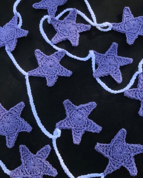 Crochet Moon And Stars Garland, Crochet Moon Garland, Crochet Moon And Stars, Crochet Star Garland, Crochet Moon, Moon Garland, Stars Garland, Crochet Star, Star Garland