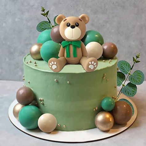 Amazon.com: 28 PCS 3D Bear Balls Cake Toppers with Eucalyptus Leaves for Baby Shower Bear Themed Birthday Party Decorations : Grocery & Gourmet Food Baby First Cake, Blue Cake Topper, Teddy Bear Birthday Cake, Bear Baby Shower Cake, Boys First Birthday Cake, Teddy Bear Cake, Baby Shower Cake Decorations, Bear Baby Shower Theme, Pastel Baby Shower