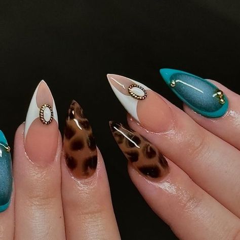 🍒 Gel-X Nails on Instagram: "First set of the day 🐆 . . . . . . . . #gelxnails #gelxnails #gelxnailtech #nailart #nailtech #cheetah #cheetahmakeup #cheetahnails #teal #tealhair #grandterrace #riverside #riversidenails #riversidenailtech #ienails #ienailtech #sanbernardino" Turquoise Cheetah Nails, Teal Cheetah Nails, Green Cheetah Print Nails, Cheetah Makeup, Cheetah Print Nails, Turquoise Nails, Cheetah Nails, Teal Hair, Nail Time