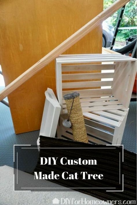 Diy Cat Tower Plans, Diy Cat Condo, Homemade Cat Tower, Kitty Condo, Diy Cat Tower, Cool Cat Toys, Mother Daughter Projects, Diy Cat Tree, Cat Towers