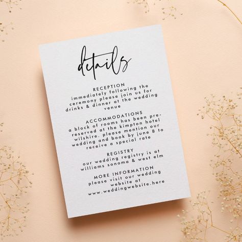 Minimal Black White Handwritten Script Wedding Enclosure Card Details Wedding Card, Wedding Announcement Cards, Minimal Contemporary, Black And White Wedding Invitations, Handwritten Calligraphy, Modern Wedding Invitation, Wedding Enclosure Cards, Calligraphy Wedding, Simple Invitation