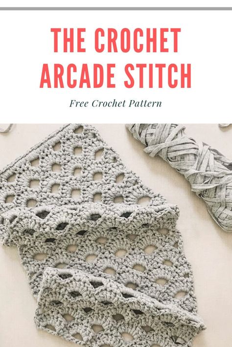 The crochet arcade stitch creates a beautiful, airy, lacy look and is simply a combination of the chain, single crochet, and double crochet. How to Crochet the Visually Striking Arcade Stitch. Creating all kinds of original looks is really easy for those who are beginners at crocheting. #crochet #aboutcrochet #crochetstitches #crochetpatterns #crochettutorial #freecrochetpattern #crochettips #crochettechniques #crochetprojects #Arcadestitch Arcade Stitch Crochet, Arcade Stitch, Crochet Knit Stitches, Manta Crochet, Single Crochet Stitch, Crochet Stitches Tutorial, Basic Crochet Stitches, Crochet Stitches Patterns, Love Crochet