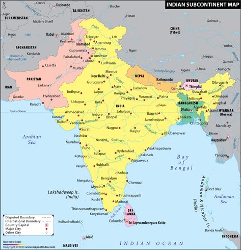 Indian subcontinent Map- History of Indian subcontinent includes all of India, as well as Bangladesh, Bhutan, Nepal, Sri Lanka and Pakistan. Ancient India Map, Pakistan Map, Language Map, Continents And Countries, Bird Paintings On Canvas, Asia Continent, Grammar For Kids, Geography Map, India Map